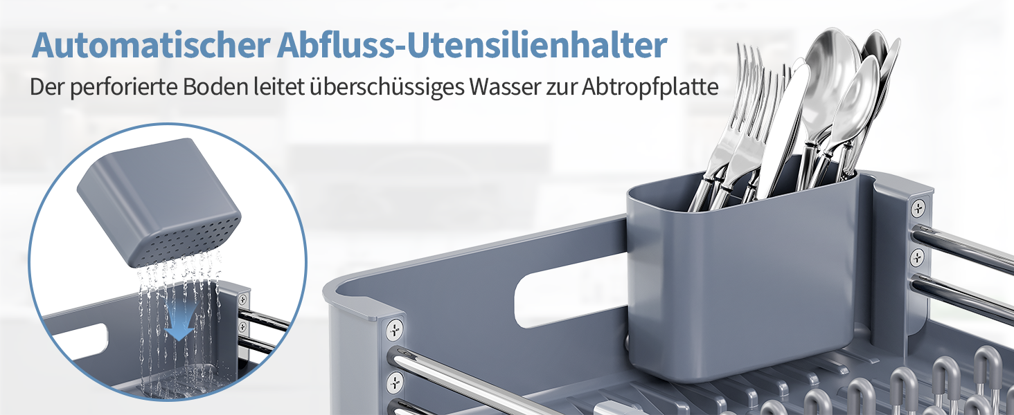 Стійка для сушіння посуду KINGRACK, розширювана, з нержавіючої сталі, сіра