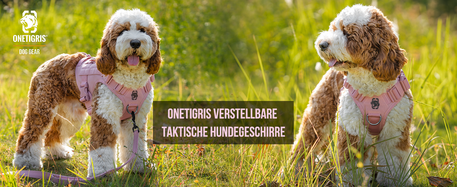 Нагрудник для собак OneTigris FIRE Watcher тактичний, безпечний, з 1 ручкою та 2 D-кільцями, 1000D нейлон (рожевий, XS)