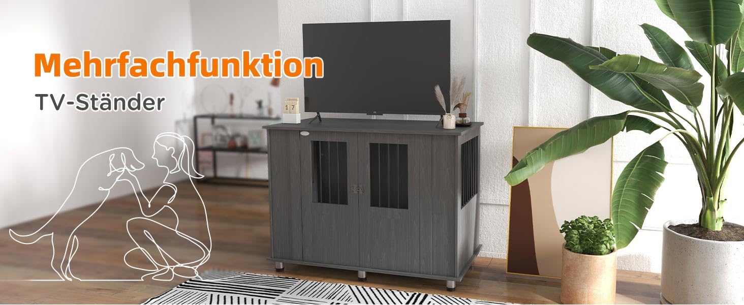 Клітка для собак PawHut - переноска для собак, хатня собача будка з замком, сірим кольором, 85 x 55 x 87 см (114 x 60 x 82 см)