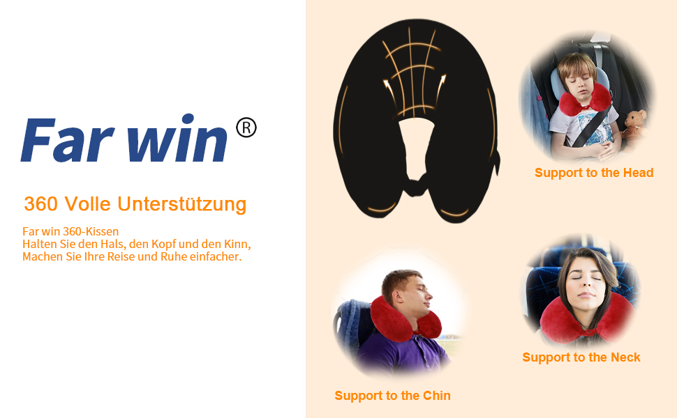 Подушка для шиї, 100% Memory Foam, U-подібна, легка, портативна, для подорожей (червона)