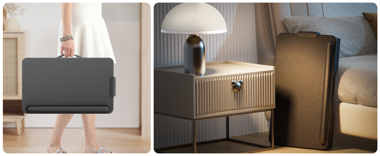 Підставка для ноутбука SAIJI з підставкою для зап'ястя та відділенням для телефону, для роботи в ліжку/на дивані, чорна