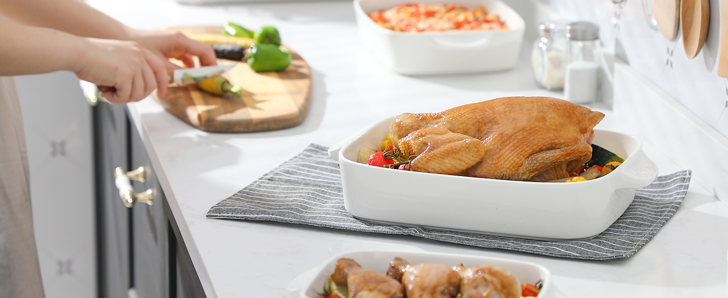 MALACASA Набір форм для запікання Bake.Bake, 3 шт. (порцеляна) - набір для випічки, каструль, тарілки, супові тарілки, білий