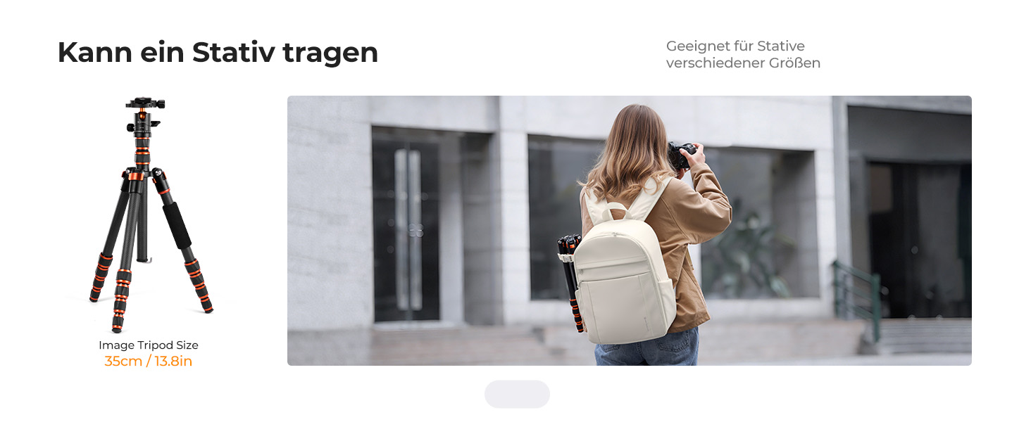 Сумка-рюкзак для фототехніки K&F Concept: компактний та легкий рюкзак для DSLR, дзеркальних камер та штатива з дощовиком, колір слонова кістка