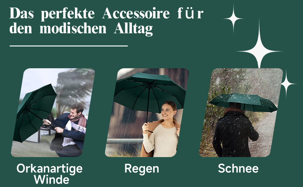 Віклуон парасолька автоматична, 8 спиць, тефлонове покриття, компактна, для подорожей, гольф, темно-зелена