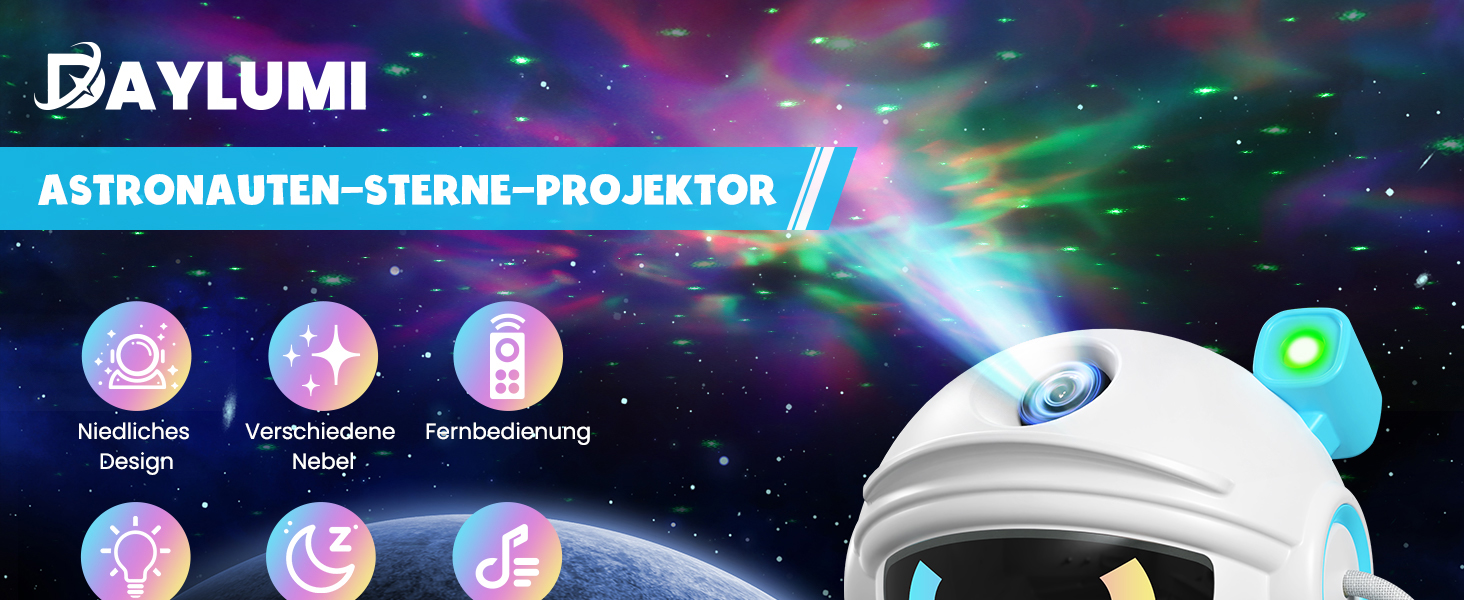 LED Галактичний проектор зоряного неба з музикою Sternenhimmel, бейсбольний астронавт, нічник із пультом для спальні, проєктор зірок для дітей і дорослих, синій