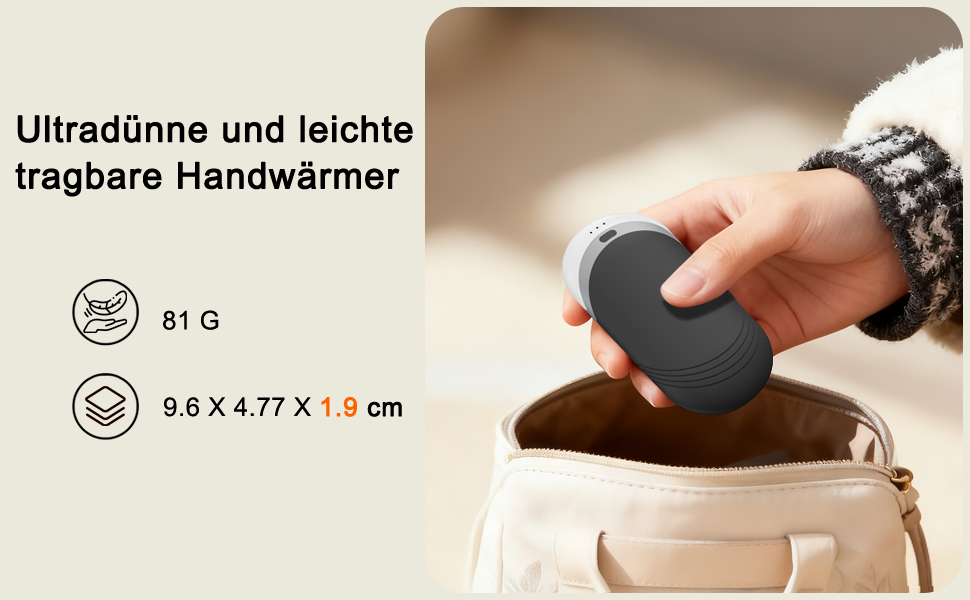 Електричні нагрівачі для рук Karecel 2 шт., USB, 6000mAh, Slim, чорний - подарунок для жінок та чоловіків