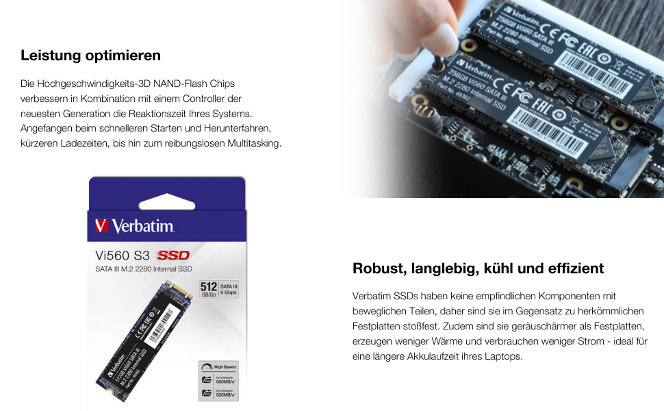 SSD Verbatim Vi560 S3 512GB SATA III M.2 2280 - Внутрішній SSD накопичувач для ноутбука та ультрабука