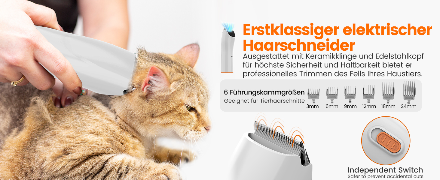 Машинка для стрижки собак AIRROBO PG10 з пилососом 12000 Pa, щітка для собак, видалення шерсті для собак і котів, тиха машинка для стрижки собак з інструментами для грумінгу, контейнер для пилу 1.4L (білий)