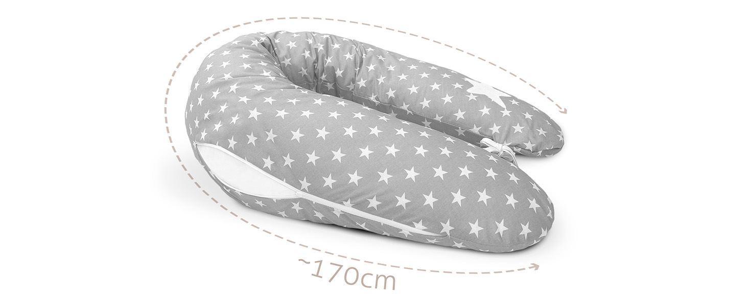 Подушка для годування Amilian 170 см - для сну на боці, вагітних та годування - XXL подушка для мами, дитини та дорослих