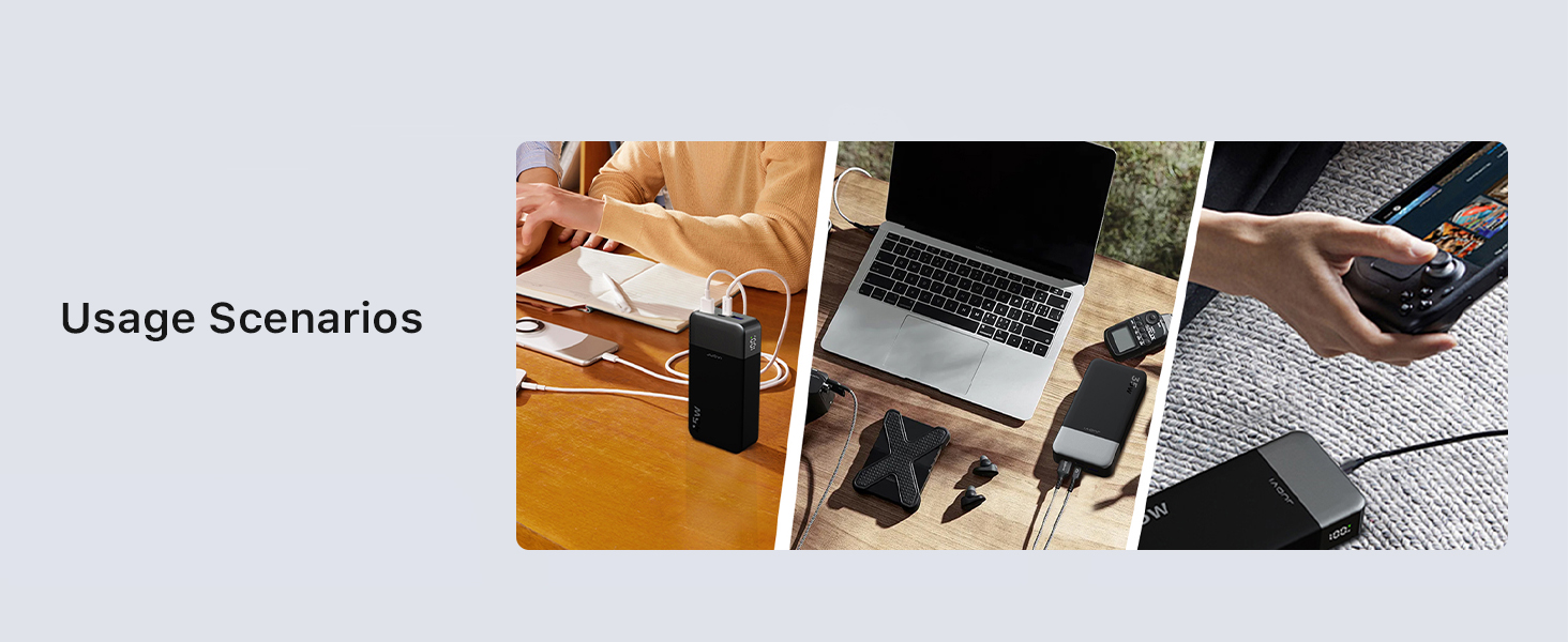 Портативний Пауербанк JUOVI 20000mAh, 35W, з LED-дисплеєм, підтримка PD3.0 QC4.0 для iPhone, Galaxy, Tablet, Switch та інших пристроїв, ЧОРНИЙ