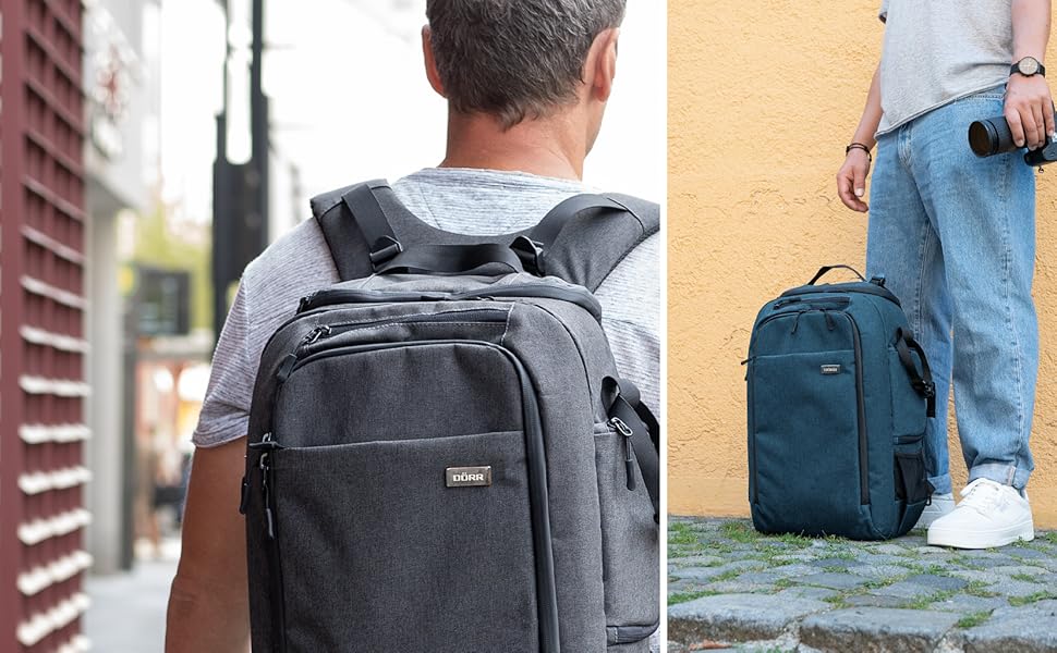 Рюкзак для фототехніки Dörr Prag Pro 20L та Prag Go 16L, водонепроникний, з відділенням для ноутбука 16 дюймів, для дзеркальних/зеркалоподібних камер, гнучкою внутрішньою перегородкою, тримачем для штатива, дронів, міцний та легкий, сірий