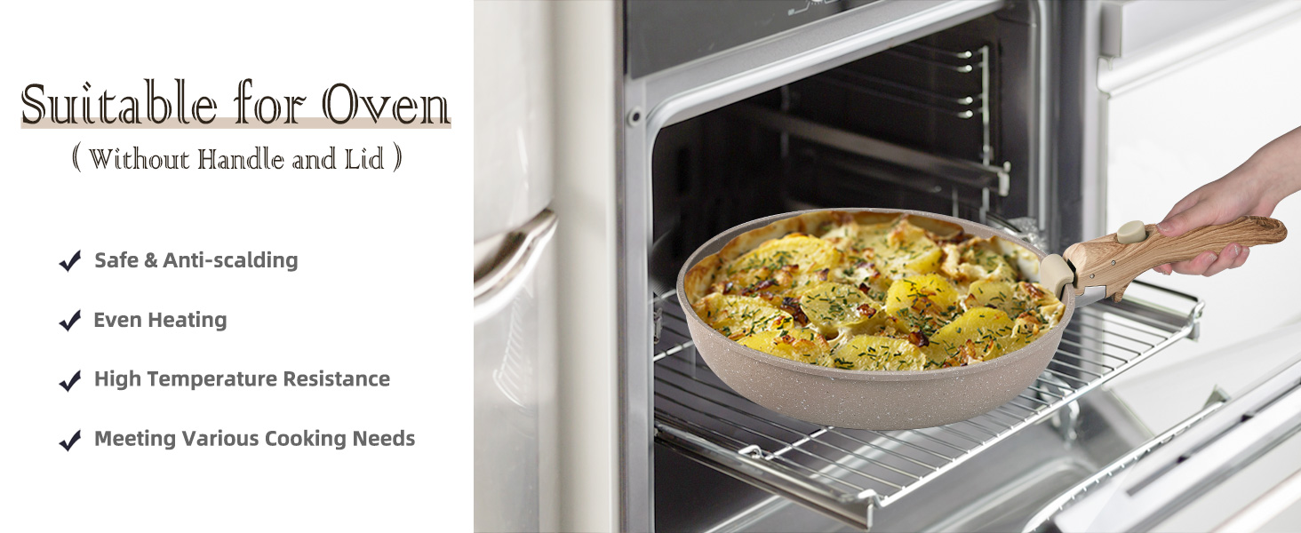 Набір посуду RIOVARM з індукційним дном, 15 предметів: каструлі та сковороди з антипригарним гранітним покриттям та знімними ручками, кришки з силікону. Без PFOA.