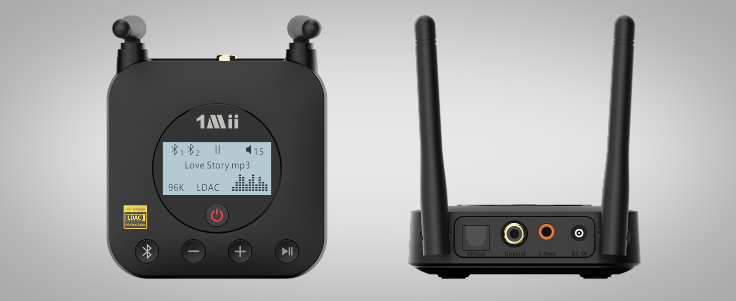 Bluetooth-ресивер 1Mii B06Pro+ для стереосистем з підтримкою LDAC та aptX HD, чорний