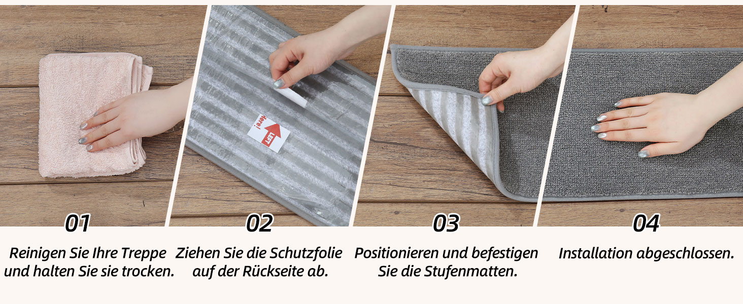 Ковзаючі сходинки для дому COSY HOMEER (15 шт.) 70x22 см, самоклеючі, машинне прання, 100% поліестер, TPE-підкладка, для дітей, літніх людей та домашніх тварин