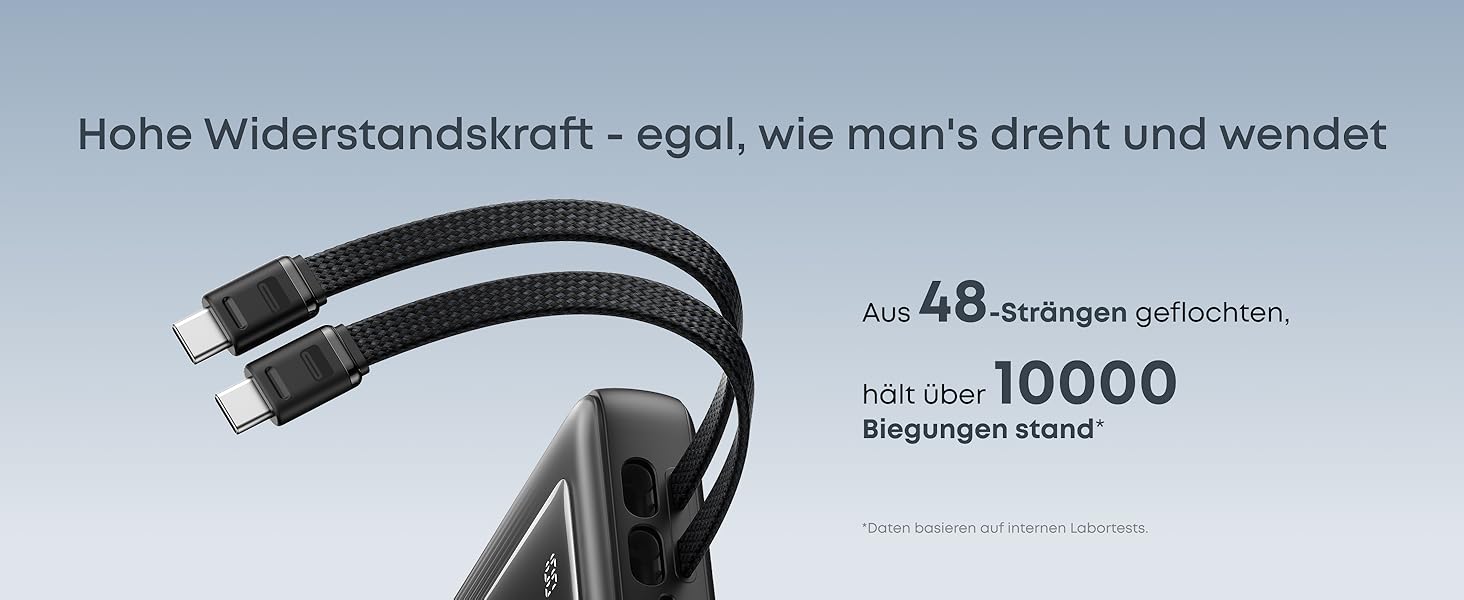 Anker Zolo Powerbank 20000mAh 45W: Зовнішній акумулятор з USB-C кабелем для iPhone, Samsung, MacBook (Чорний)