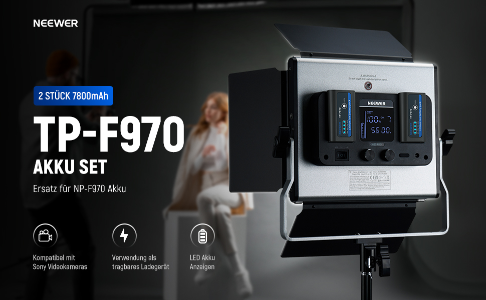 Зарядний пристрій NEEWER Micro USB для акумуляторів Sony NP-F550/F750/F960/F970, NP-FM50/FM70/FM90, QM71D, 91D, NP-F500H/F55H (2 шт. NP-F970)