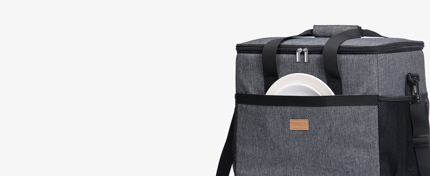 Термосумка для їжі Lifewit 20L сірого кольору - ізольована сумка-холодильник для пікніка та транспортування продуктів