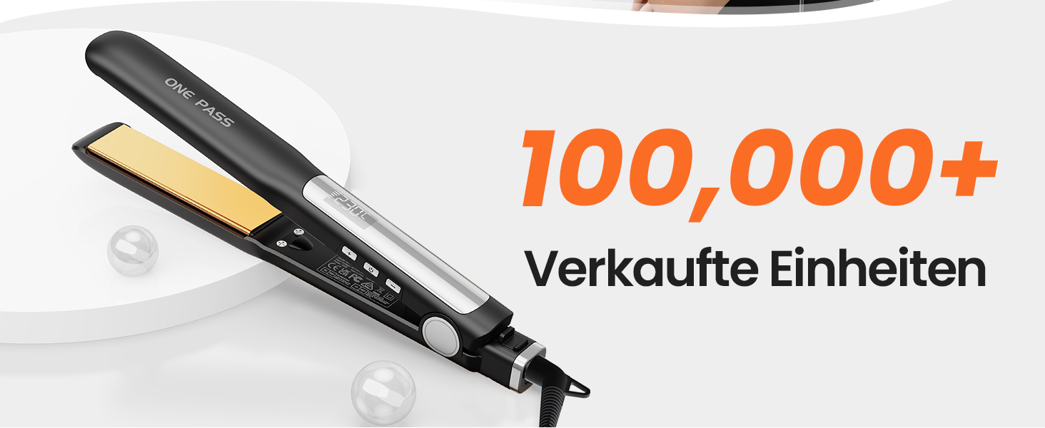 Випрямляч для волосся з титановими пластинами, іонізація, швидкий нагрів 20s, LCD-дисплей, універсальна напруга, 2-в-1 (Noir)