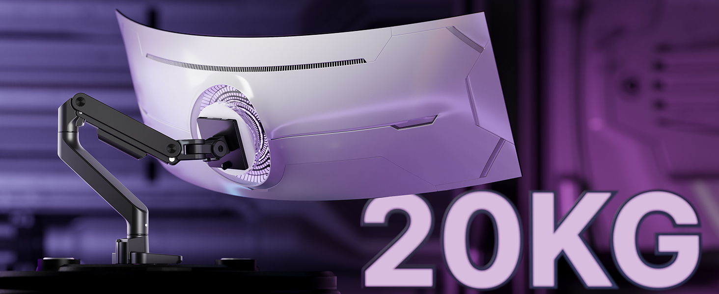 Кріплення для монітора ARES WING: регульована підставка для моніторів 17-49 дюймів, газліфт, VESA 75/100 мм, чорний (без USB)