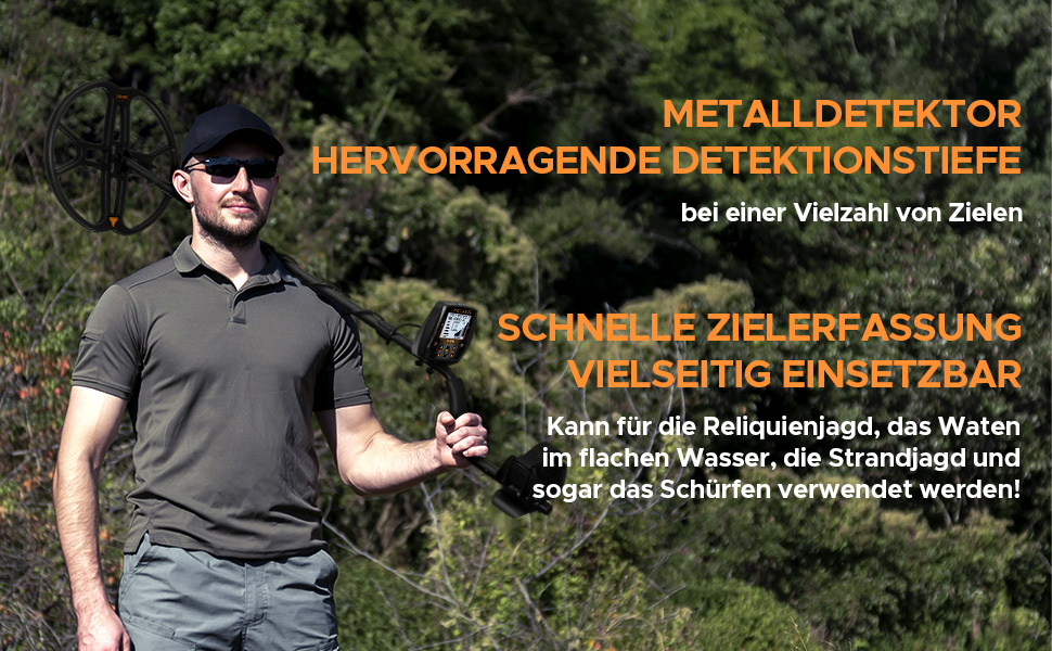 Металошукач професійний 13''/33см з водонепроникною котушкою, високою чутливістю та Pinpointer, для дорослих, з LCD-дисплеєм