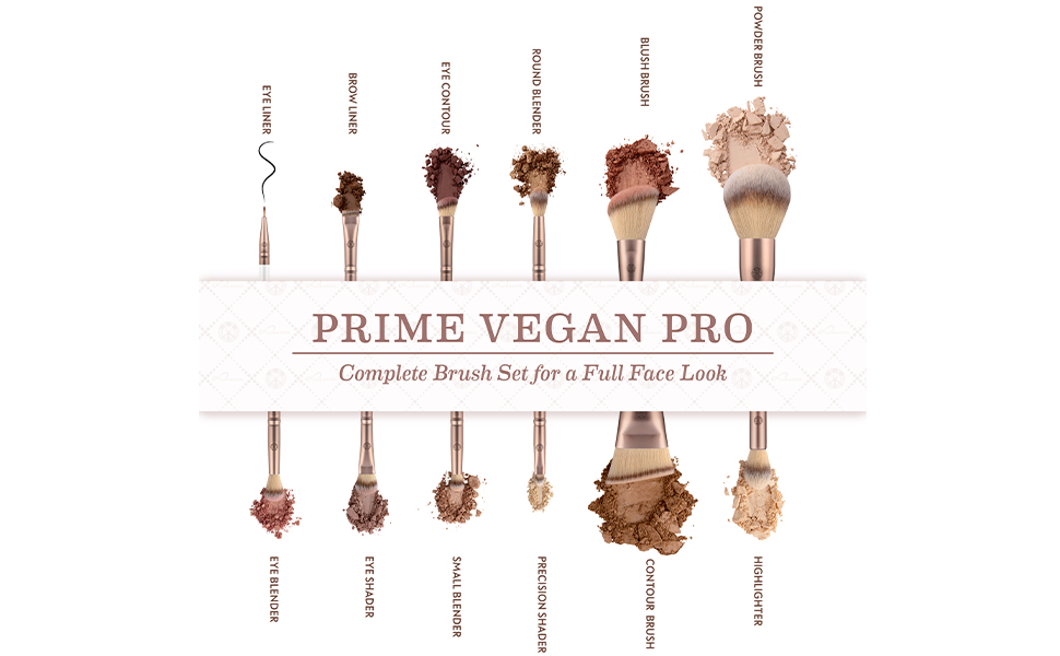 Luvia Prime Vegan Pro Makeup Brush Set - 12 Brushes, Blender Sponge, Cleaning Mat - Pearl & Coffee