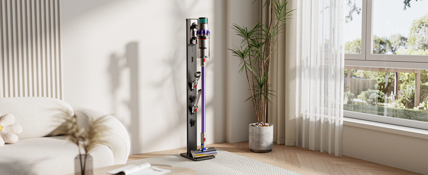 Підставка для пилососів Dyson з 4 гачками та 4 полицями, сумісна з серіями Gen5, V15, V12, V11, V10, V8, V7 та V6, без свердління, для зберігання пилососа та аксесуарів