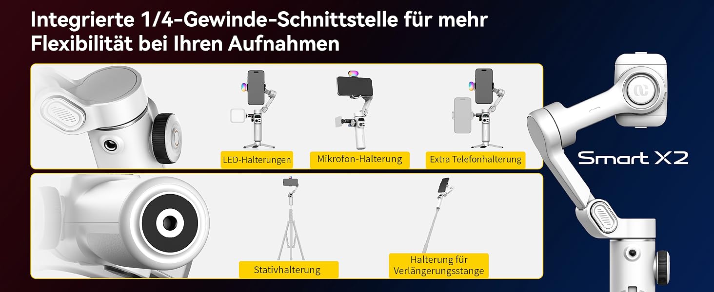 Стабілізатор для iPhone та Android від AOCHUAN: 3-осьовий гімбал з OLED-дисплеєм та подовжувачем 7,8 дюймів (Smart X2 Kit)