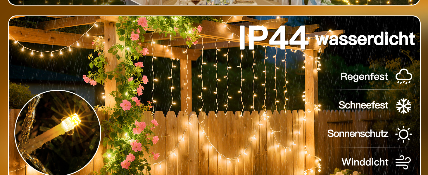 Ланцюжок прикрас Hopexy 10 метрів, 100 LED, тепле біле світло, з пультом, таймер, IP44, 8 режимів, для дому, саду, балкону, весілля, кемпінгу