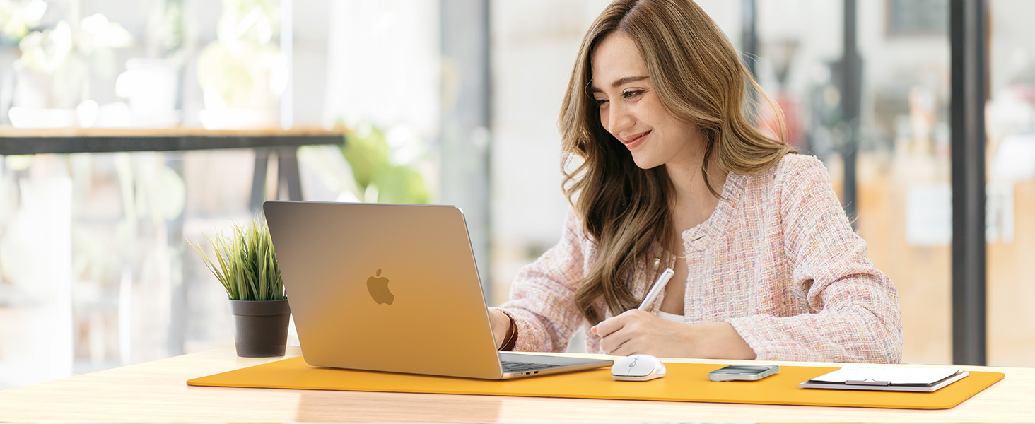 Килимок на стіл TECKNET 80 x 40 см, захист від води, PU шкіра, двосторонній, для офісу/дому (темно-сірий/темно-синій/жовтий)