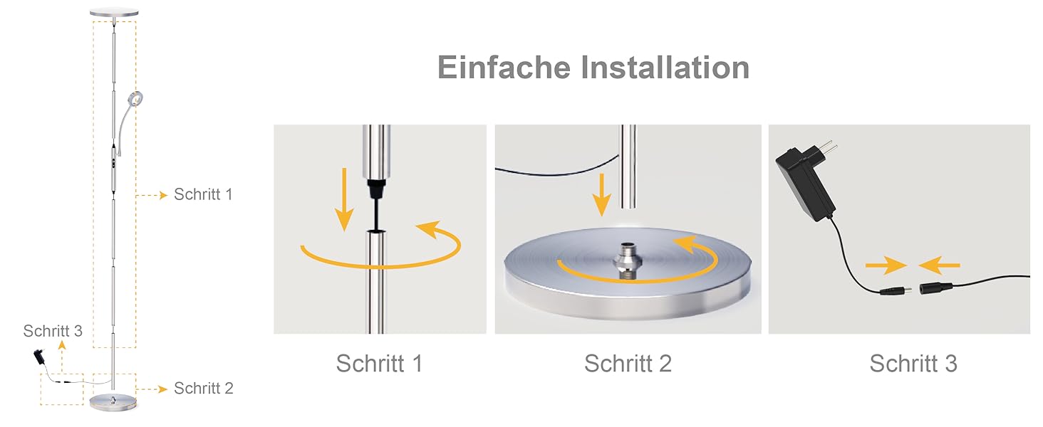 LED торшер Modlicht 35W з регулюванням яскравості, чорний, 4200LM з пультом та сенсорним керуванням, 3000-6000K, для вітальні, спальні, офісу