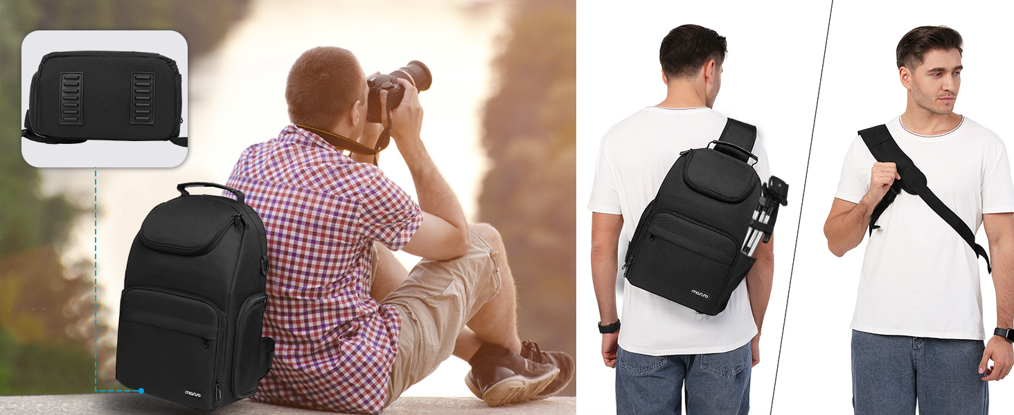 Сумка для камери MOSISO: Crossbody Sling Rucksack для фотографів Canon, Nikon, Sony (з тримачем для штатива)