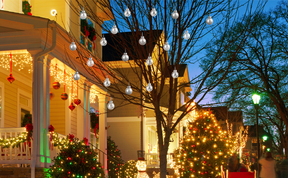 Шарм-кулі для ялинки, пластикові, срібні, 6 см, набір 30 шт. з петелькою