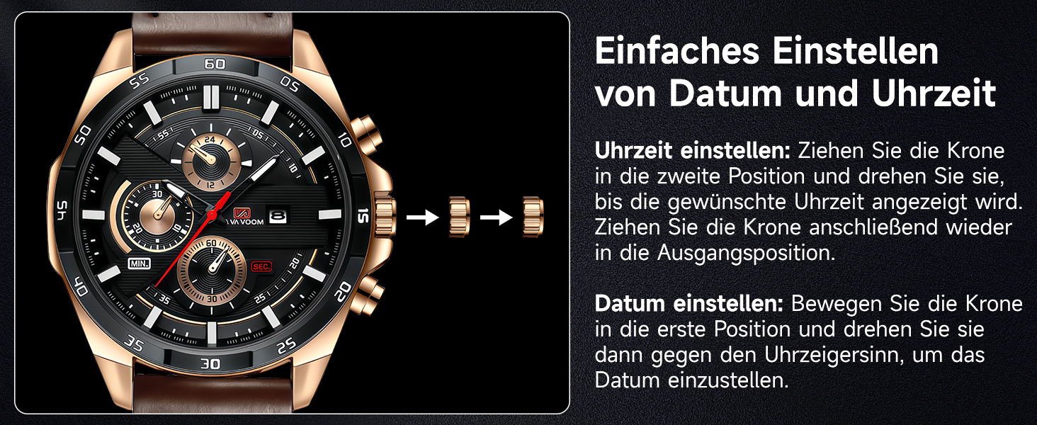 Годинник чоловічий OFF-CUP з датою, кварцовий хронограф, коричневий ремінець з натуральної шкіри. Елегантний аксесуар для чоловіків, casual та business стилю. Прекрасний подарунок.