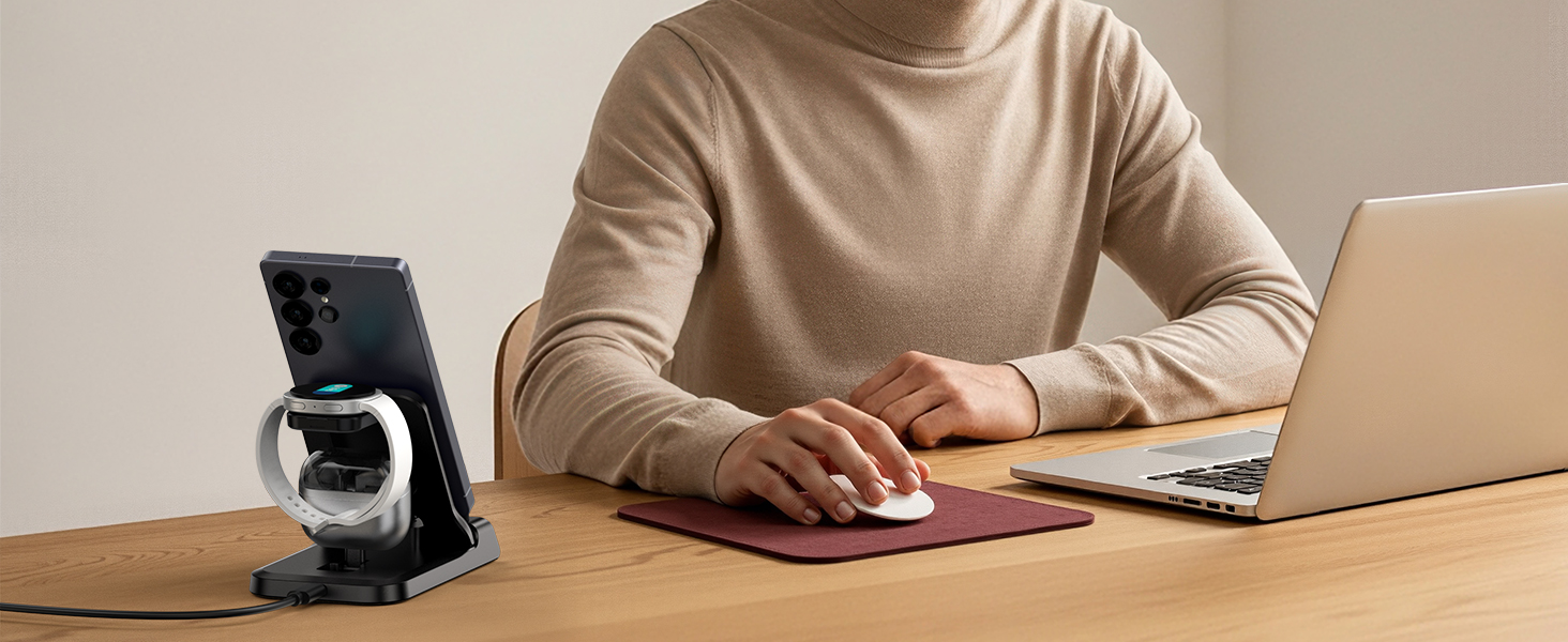 Зарядний станція SwanScout 701S 3-в-1 для Samsung Galaxy: телефони, навушники, годинники (USB-C)