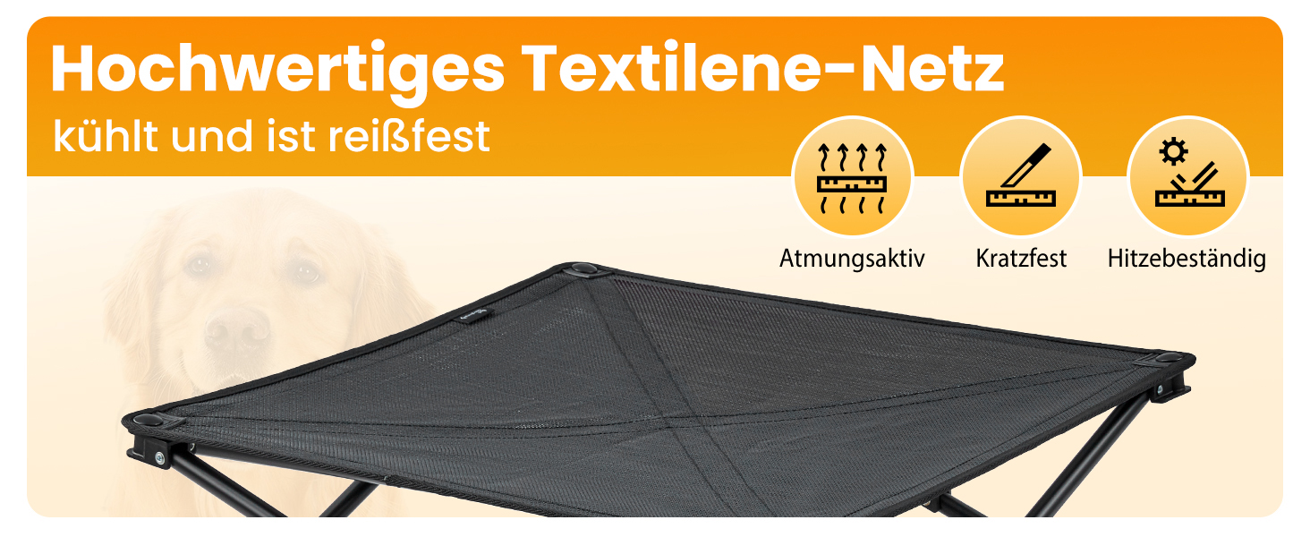 КінгКемп Лежанка для собак, піднята лежанка для домашніх тварин, Outdoor, чорна, 57 x 57 x 23 см