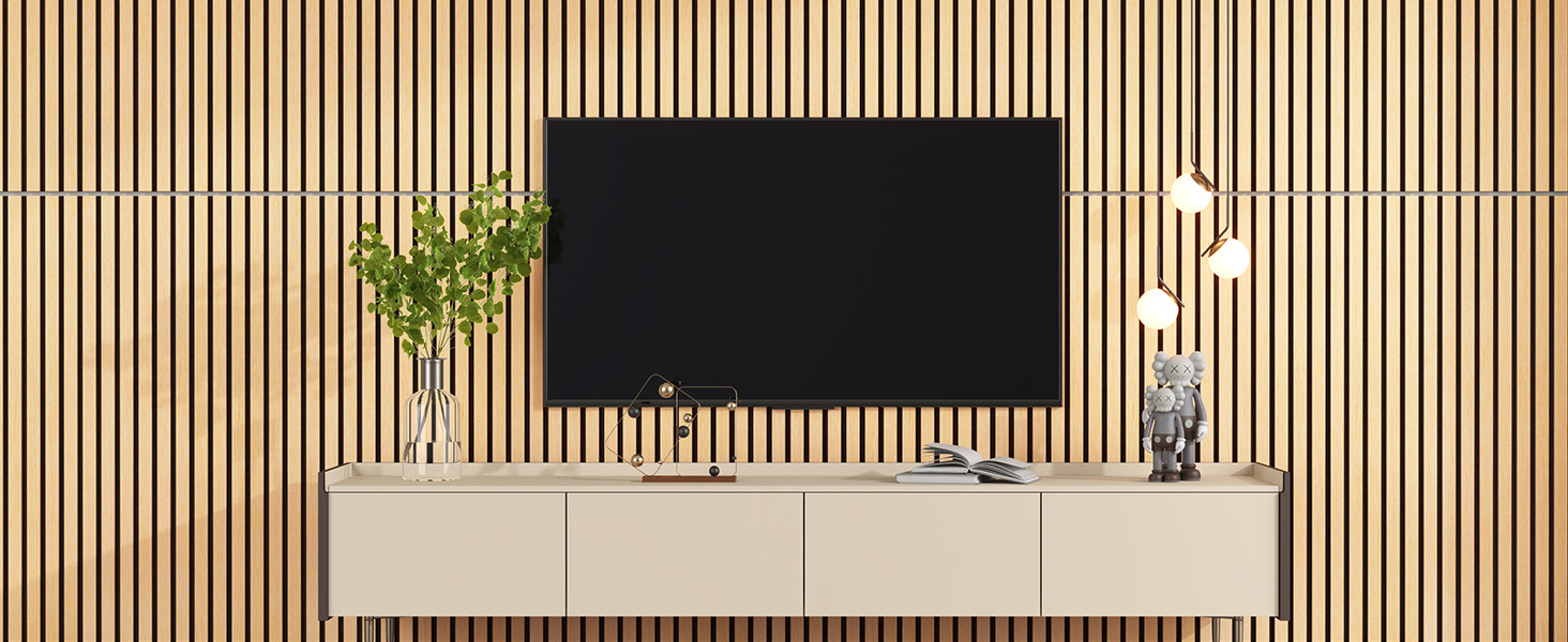 TONOR Акустичні панелі з шпонату дерева, 2,88 м² (4 шт.), 120x60x1,9 см, 3D панелі для декору та звукоізоляції, для вітальні, офісу