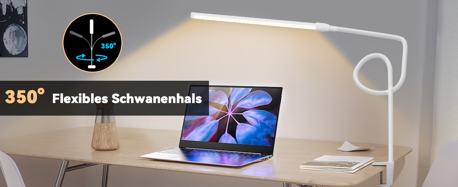 Лампа для столу Homefire LED з кріпленням, регульована яскравість: чорна, 5 рівнів яскравості, 5W, гнучка, для офісу, кабінету, захист очей, денне світло, USB