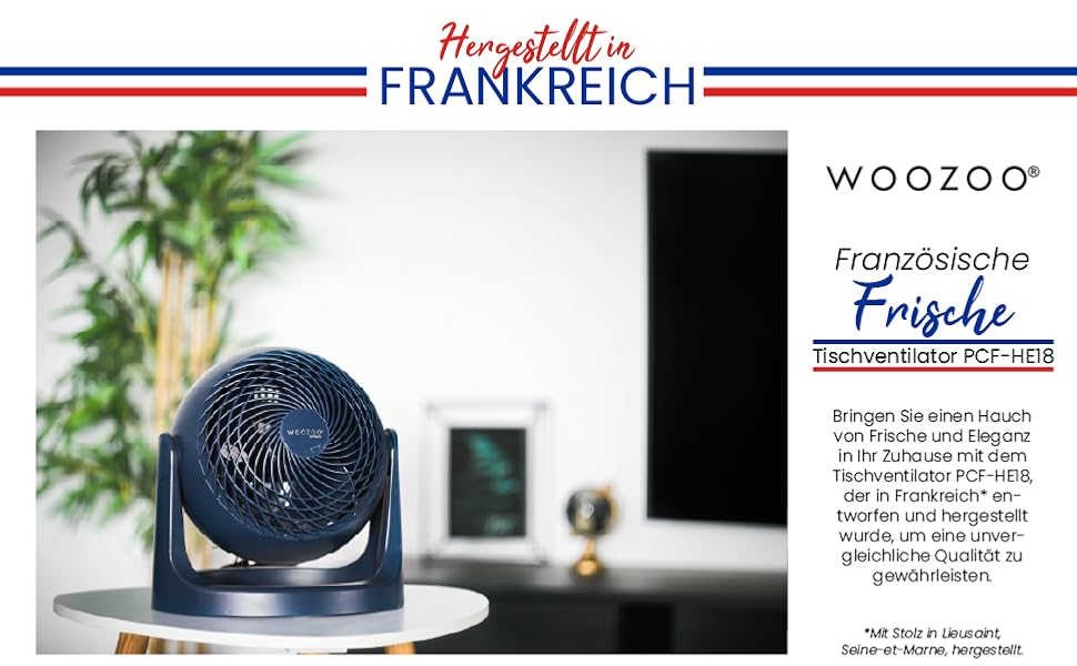 Вентилятор Iris Ohyama Woozoo, 33 м², тихий, настільний, з регулюванням кута, блакитний, Made in Europe