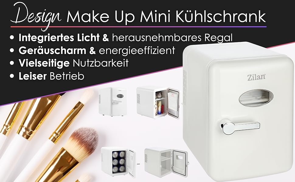 Zilan 2в1 Міні-холодильник: охолодження та підігрів, 4 літри, з підсвіткою. Косметичний холодильник для макіяжу та догляду. Компактний кухонний холодильник