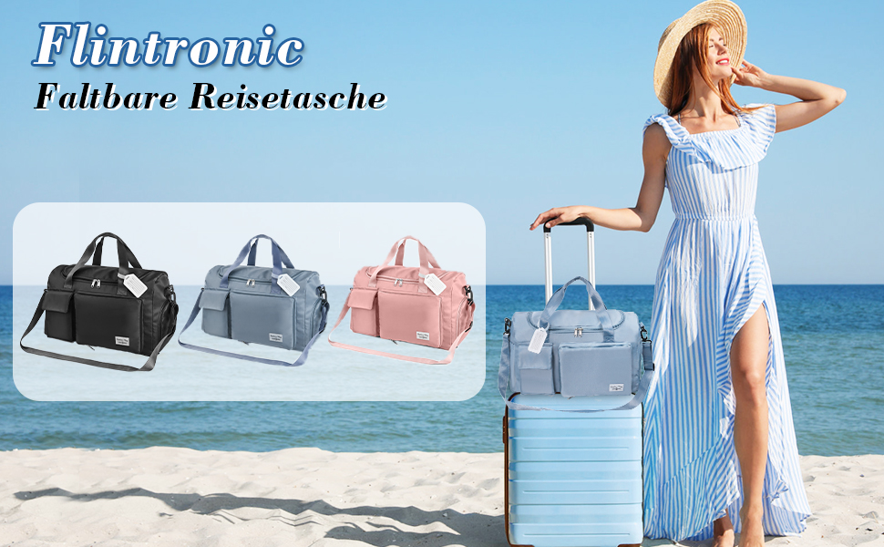 Спортивна сумка Flintronic 35L, водонепроникна, для подорожей та вихідних, блакитна (з багажним жетоном)