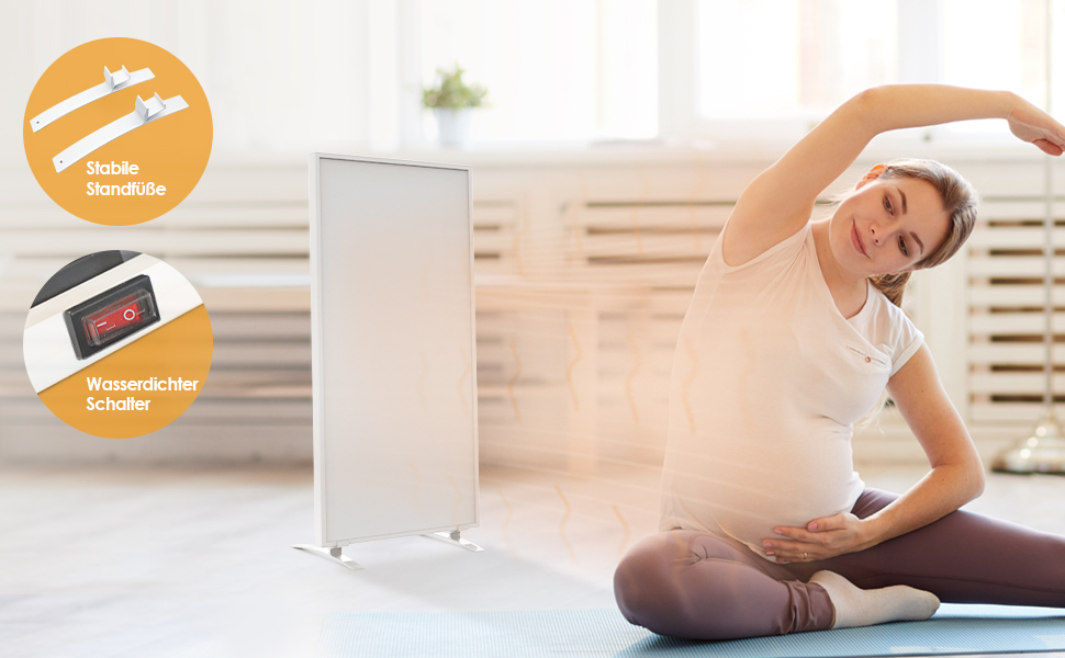 Інфрачервовий обігрівач Byecold 300W зі Standfüßen (ніжки), електричний, економний, з захистом від перегріву, білий