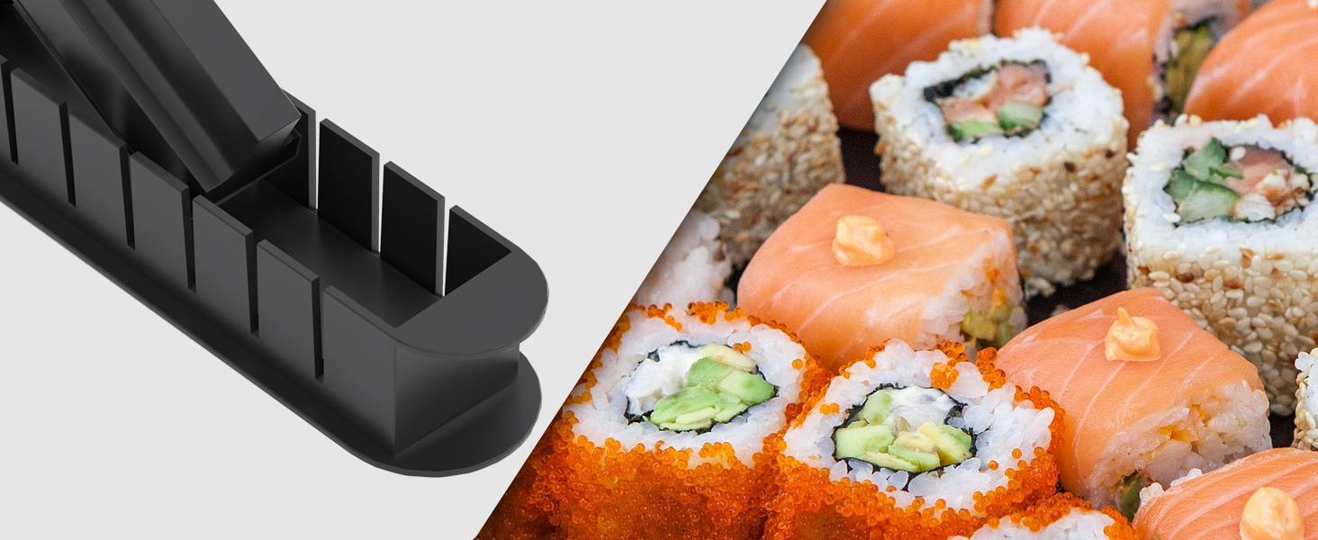 Набір для приготування суші Ninger Sushi Maker Set Deluxe Edition: 20 предметів для початківців з роликом, формами для ролів, ножем та палочками – повний комплект (чорний)