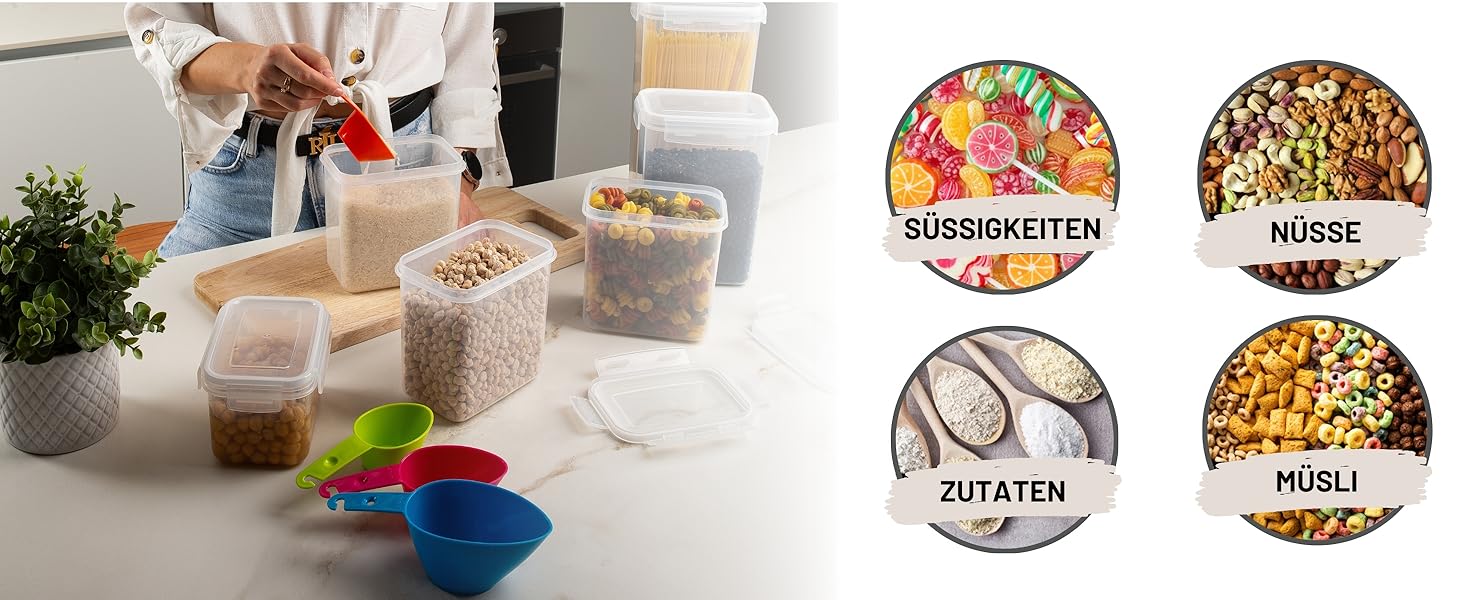 Набір контейнерів для зберігання Deco haus® з кришкою (24 шт.) - для кухні, продуктів, круп, борошна