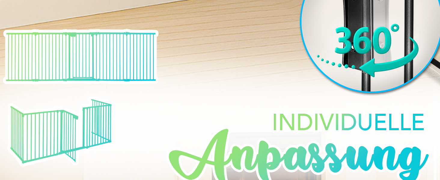 Захист каміну KIDUKU®: металеві сітки з дверцятами, 600 см | Захисні сітки для каміну, складні | Сітки для конфігурації (10 елементів), чорний колір