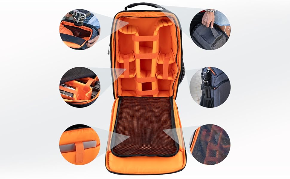 Рюкзак для фототехніки DÖRR Prag Pro 16L, водонепроникний, для DSLR/SLR, з відділенням для ноутбука 16 дюймів, знімні перегородки, кріплення для штатива, дронів, сірий