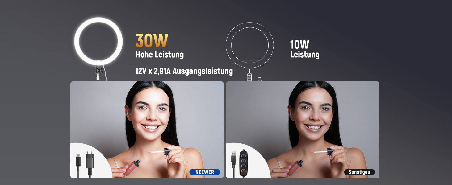 NEEWER Комплект кільцевого світла для фото та відео: 48 см, 52 Вт, регульоване LED кільцеве світло з штативом та Bluetooth для смартфона, YouTube, селфі (RH12B Pro)