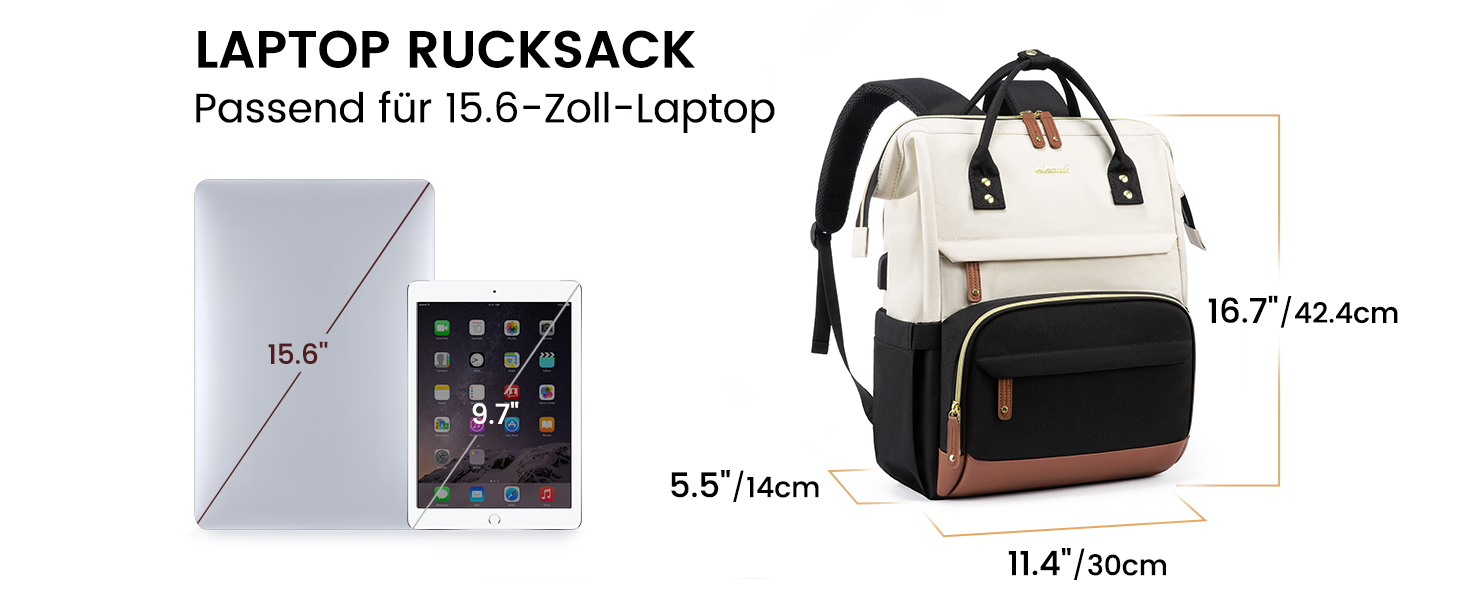 LOVEVOOK Рюкзак для жінок з відділенням для ноутбука 15.6 дюймів. Шкільний рюкзак для дівчат, підлітків, студентів. Водонепроникний рюкзак для школи, подорожей, університету, бізнесу. Кольори: бежевий, чорний, коричневий.