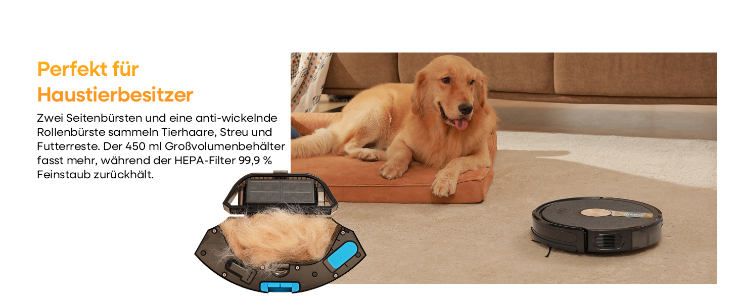 Робот-пилосос з функцією миття 5000Pa, 3-в-1 з часом роботи 180 хв, для тварин, з керуванням через додаток, чорний