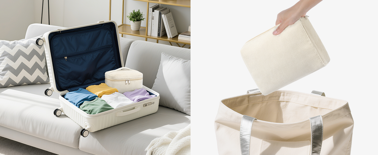 Набір косметичок 3 шт. з квітковим візерунком, жіноча косметичка для подорожей та повсякденного використання | Косметичка для макіяжу для жінок та дівчат (Бежевий)