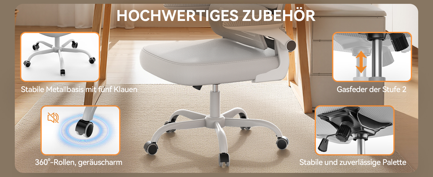 Офісний стіл Naspaulro: ергономічне крісло з регульованою підголівником, підлокітниками та підтримкою попереку. Динамічний поворотний стіл з дихаючою сіткою для дому та офісу (Сірий 2, без підголівника)